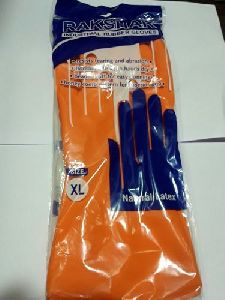 Latex Rubber Orange Industrial Gloves