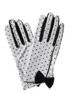 White Men Polka Dotted Gloves