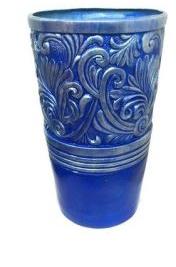 FRP Blue Embroidered Planter