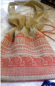 Printed Jute String Bag