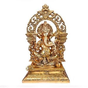Golden Brass Ganesh Statue
