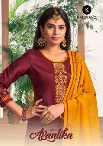 Jam Silk Cotton Embroidered Suit