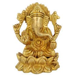 Golden Brass Ganesh Idol