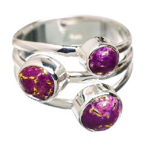 925 Sterling Silver Purple Copper Turquoise Ring