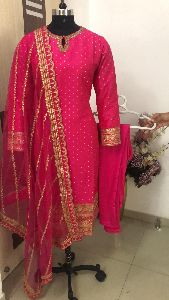 Ladies Pink Party Wear Suit