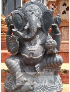 Marble Blackstone Ganesha Sitting Statue