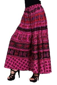 Cotton Rajasthani Printed Long Wrap Skirt