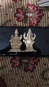 Silver Brass Laxmi Ganesh Statue