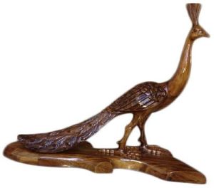 Teak Wood Peacock Statue