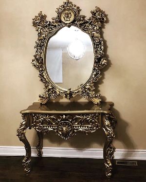 Wooden Console Table With Mirror