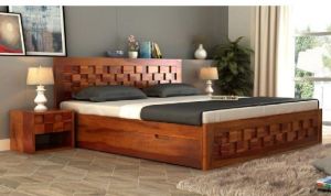 SOlid sheesham wood square cut bed