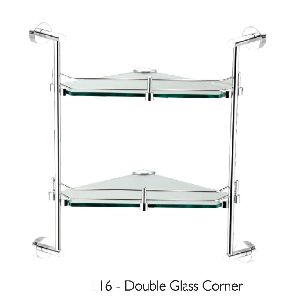 Alto Series Double Glass Corner Shelf