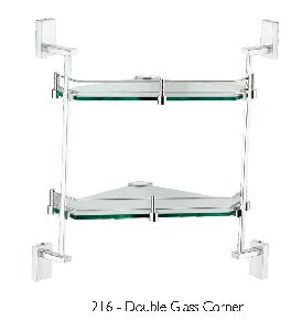 Swift Series Double Glass Corner Shelf