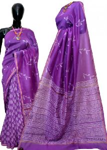 Discharge Printed Chanderi Silk Sarees