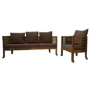 4 Seater Cushion Back Wooden Sofa Set