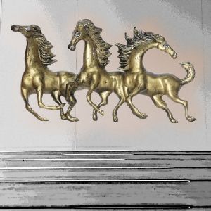 Golden Brass Horse Wall Hanging