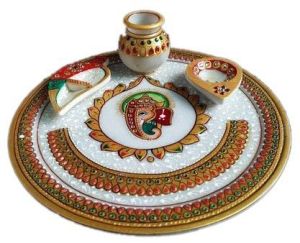 Decorative Marble Pooja Thali