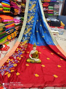 Embroidered Handloom Cotton Silk Saree