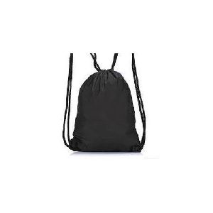 Plain Black Drawstring Bag