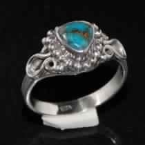 SILVER BLUE COPPER TURQUOISE GEMSTONE RING