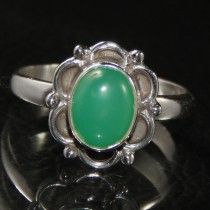 SILVER CHRYSOPRASE GEMSTONE RING