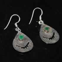 SILVER GREEN ONYX GEMSTONE EARRING