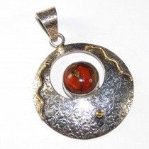 SILVER ORANGE TURQUOISE GEMSTONE PENDANT