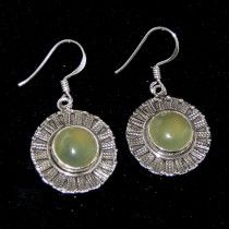 SILVER PREHNITE GEMSTONE EARRING