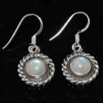 Silver Rainbow Moonstone Earring