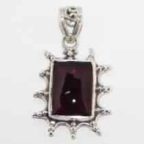 SILVER RED GARNET GEMSTONE PENDANT