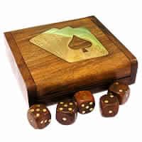 Playing Card Box with Dice Box Brass Inlay