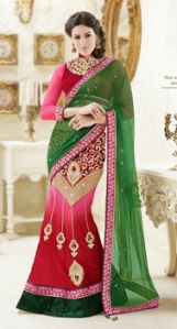 Contrast Dupatta Brocade Fancy Blouse