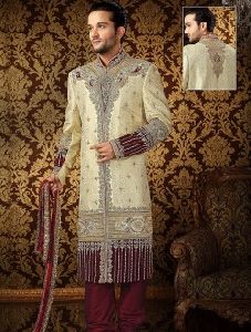 Enticing Banarasi Silk Wedding Sherwani