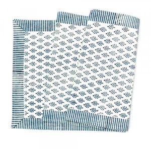 Neem Majolika Blue Table Runner Cotton Hand Block Printed