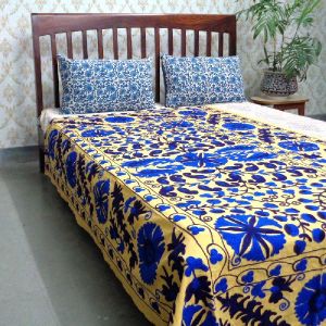 Suzani Twin Size Bedspread Hand Crafted