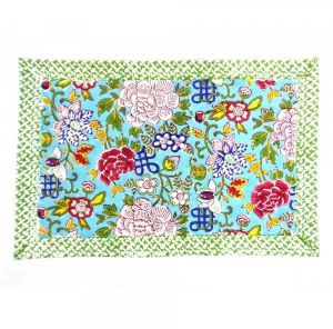 Tablemat Floral Canvas Blue Jade Table Mat