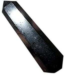 Jet Genuine Black Tourmaline Obelisk Rock Crystal Tower