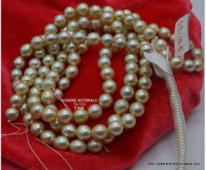 BROWNISH GOLDEN COLOR SOUTH SEA ROUND SHAPE 9 MM PEARL BEADS