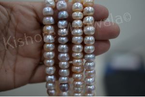 FRESHWATER FLAT SHAPE PEACH COLOR 9 MM PEARL BEADS