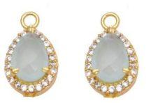 Aqua Chalcedony Gold Plated Pave CZ Setting Connectors