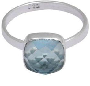 Blue Topaz Quartz Bezel Set Gemstone Rings