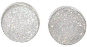 Druzy Round 10mm Silver Plated Bezel Set Stud Earrings