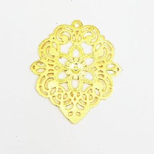Flower Cut Out Fancy Brushed Gold Plated Charms
