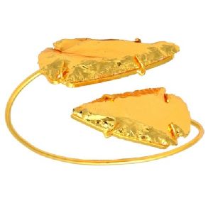 Full Gold Plated Agate Arrowhead Gemstone Adjustable Bangle
