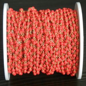 Gold Plated Vermeil Coral Beaded Chains