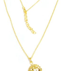 Gold Vermeil CZ Round Necklace with 2 inch Extension