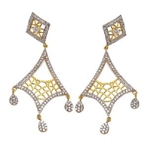 Gold Vermeil Cz Set Gemstone Dangle Earrings