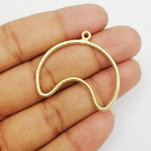 Half Moon Shape Gold Plated Long Charm Pendant