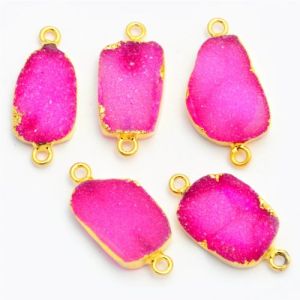 Gold Electroplated Edge Gemstone Slice Connector