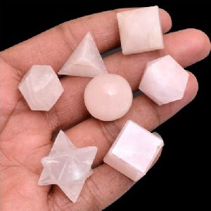 Rose Quartz Seven Chakra Stone Sacred Geometry Set